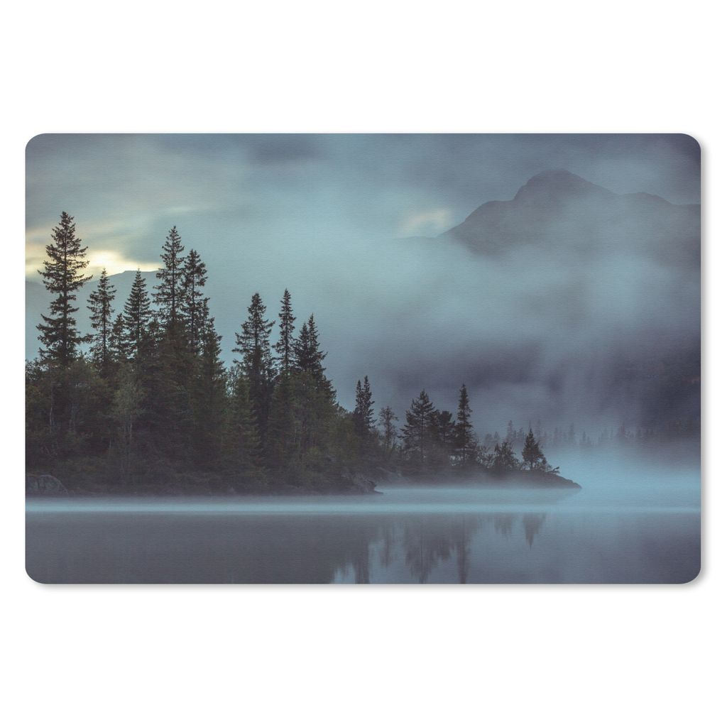MuchoWow Mauspad Mousepad Wald - Wasser - Nebel 27x18 cm - Mousepads - Maus Mat - Pad - Mausunterlage - Büroartikel - Desk Matten