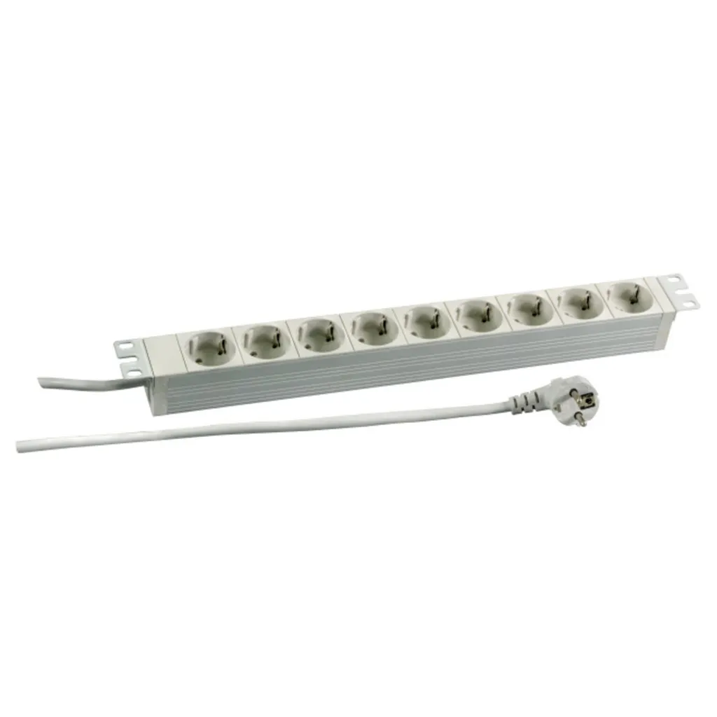 Bandeau d'alimentation 19 pouces 9 prises CEE 7/3 1U EFB Gris RAL7035