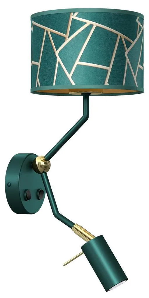Applique Double Éclairage Ziggy Vert Bouteille et Or Finition Luxe