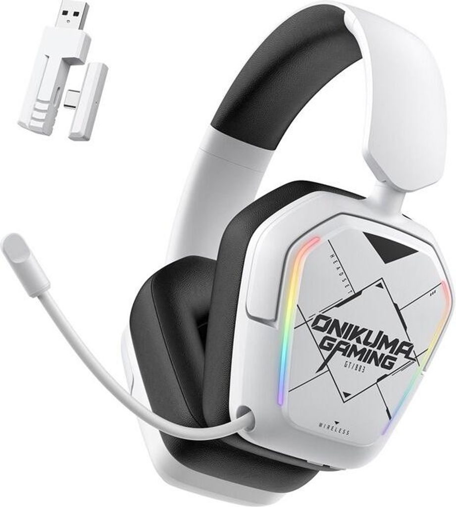 ONIKUMA BT883 Gaming Kopfhörer RGB Mikrofon Weiß Produktbild 