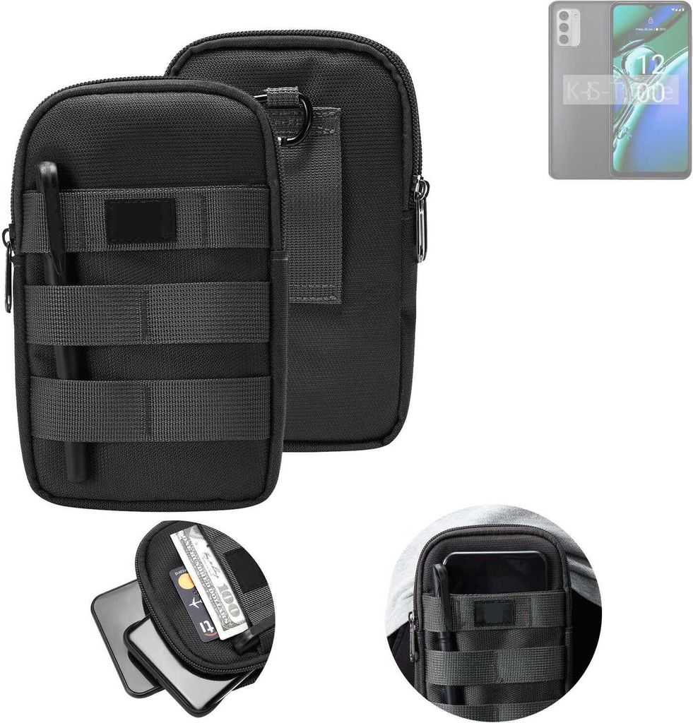 K-S-Trade Holster Gürtel Tasche kompatibel mit Nokia G42 5G Handy Tasche Schutz Hülle dunkel-grau viele Fächer, 1x
