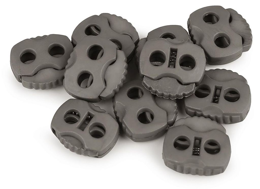 10 Kordelstopper mit zwei Löchern 20x20mm, Durchzug 5mm - Produktbild 