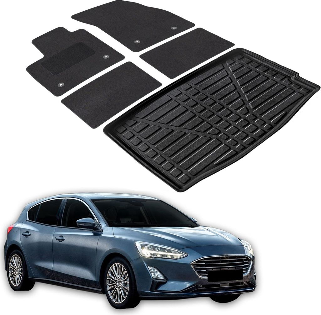 Kofferraumwanne Fußmatten Set Für Ford Focus 4 Ab 2018 Schrägheck, Genaue Passform