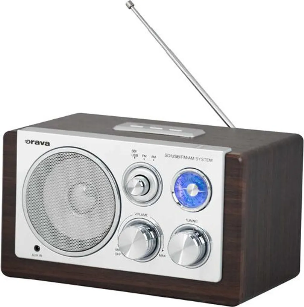 Récepteur radio portable analogique Orava RR-29 B bois/argent simple