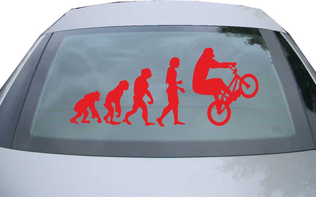 Indigos UG - Aufkleber Heckscheibe & Motorklappe DE7029 - rot - 600x252 mm - Evolution Fahrrad - Auto Scheiben Fenster Heckklappe Tuning Racing JDM...