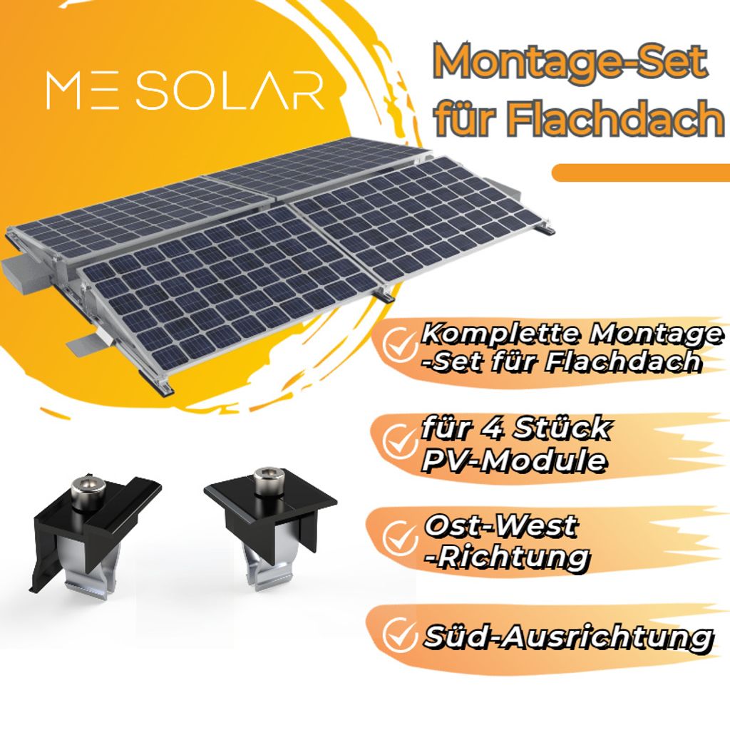 Komplette Solar Montage-Set für Flachdach, für 4 Stück Produktbild 