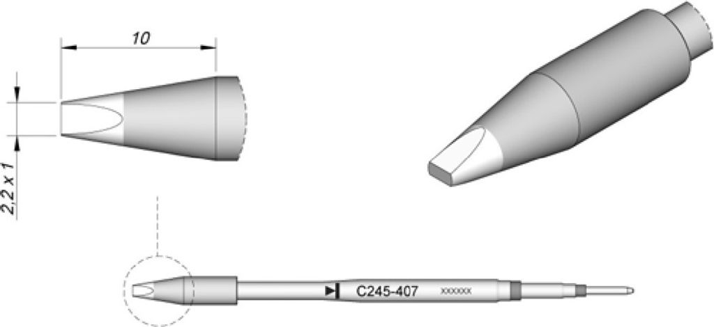 JBC C245407 Lötspitze Meißelform gerade Spitzen-Groesse 1.0 mm Inhalt 1 St.
