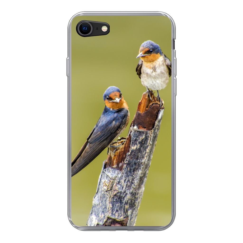 MuchoWow Handyhülle Schutzhülle Hülle für iPhone 8 Vögel - Zweig - Porträt Silikon Softcase Handy Hülle - Schutzhaube