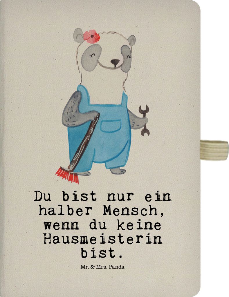 Mr. & Mrs. Panda Adressbuch Hausmeisterin Herz - Transparent - Geschenk, Concierge, Facility Manager, Tagebuch, Kladde, Journal, Witzig, Must Have,...