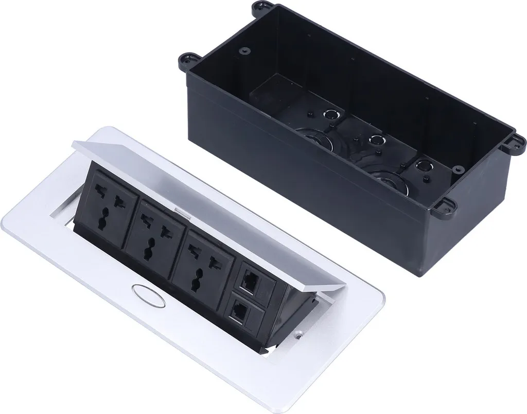 Prise électrique de sol 13A 250V avec connecteurs réseau et téléphone RJ