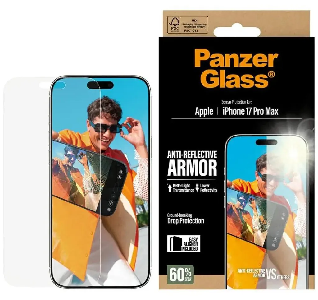 Protection PanzerGlass Anti-Reflective iPhone 17 Pro Max avec EasyAligner