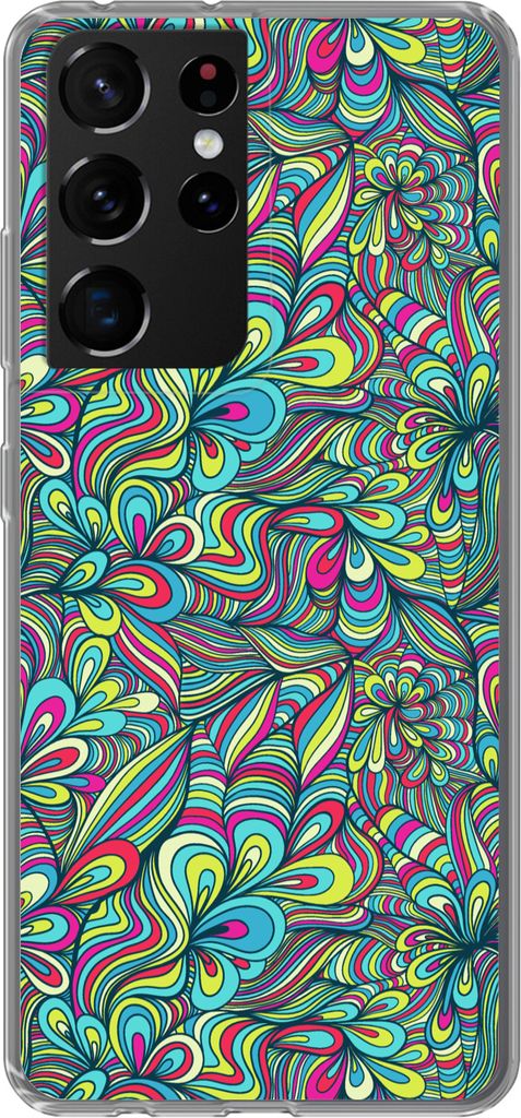 MuchoWow Handyhülle Schutzhülle Hülle für Telefoonhoesje Samsung Galaxy S21 Ultra Fantasie - Design - Farben - Retro Silikon Softcase Handy H...