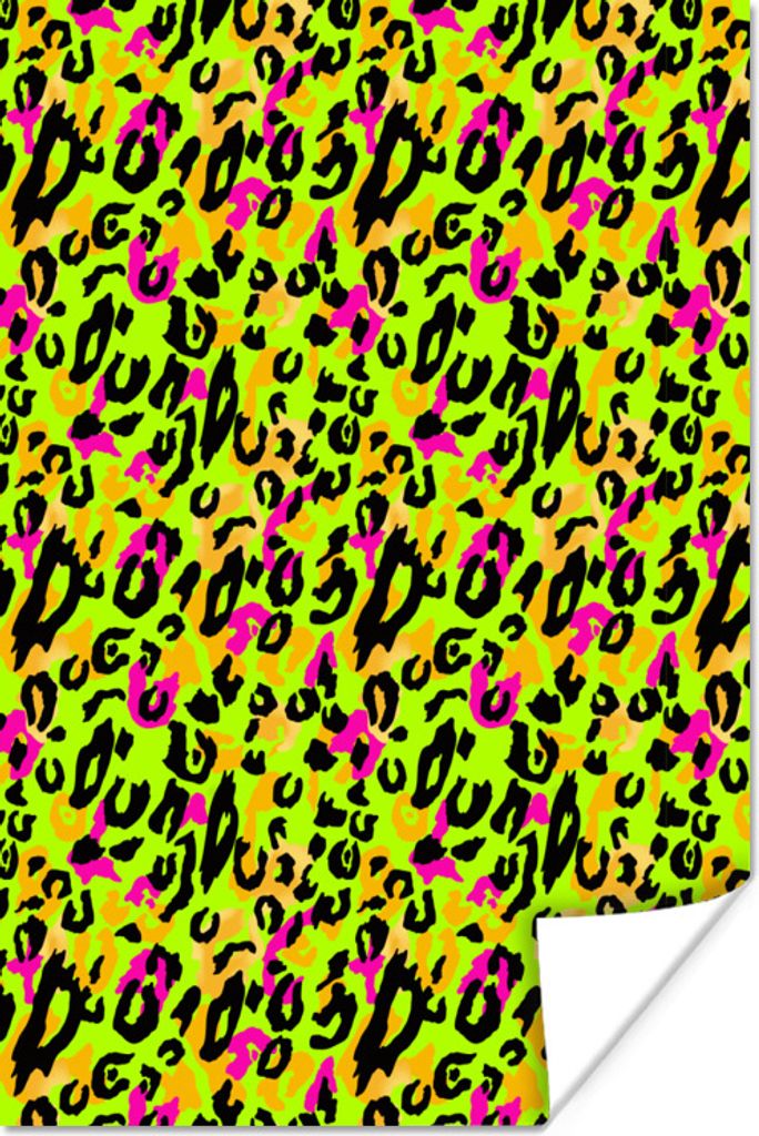 MuchoWow Poster Muster - Tiermuster - Neon 60x90 cm - Wanddekoration