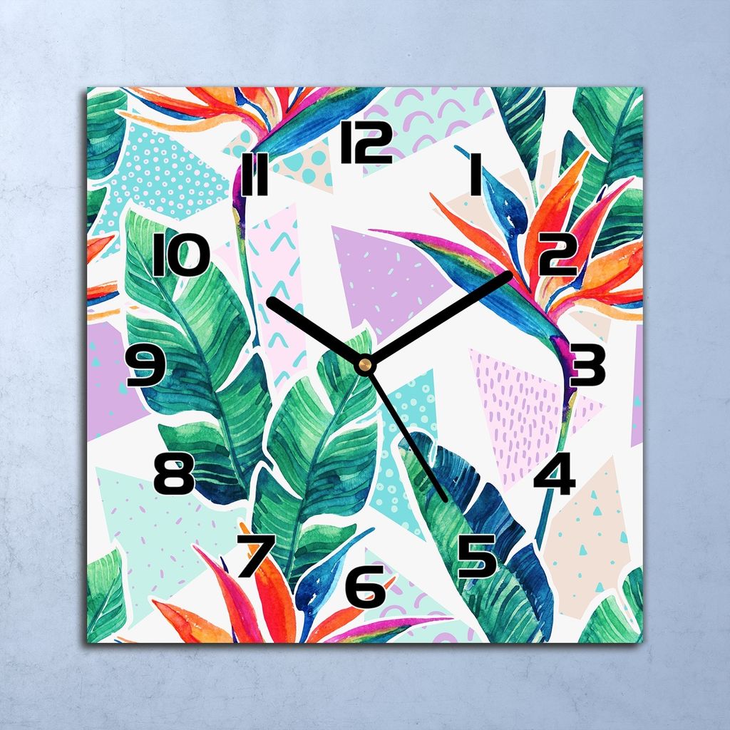 Wanduhr Echt-Glas-Küchenuhr Abstraktes Aquarell Quarz 30x30 Deko Bilder
