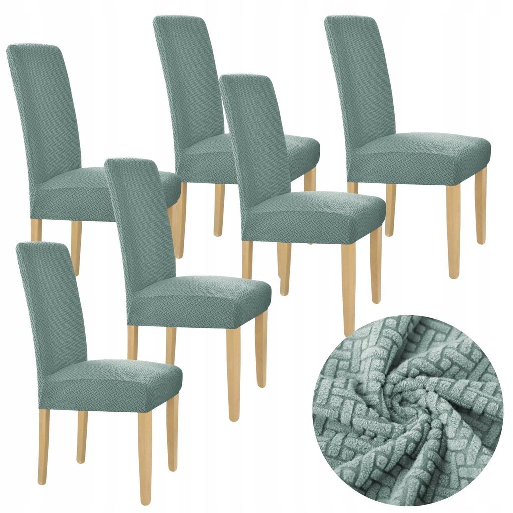 Stuhlhussen - 6 Stück - Mintgrün Jacquard - Universeller Produktbild 