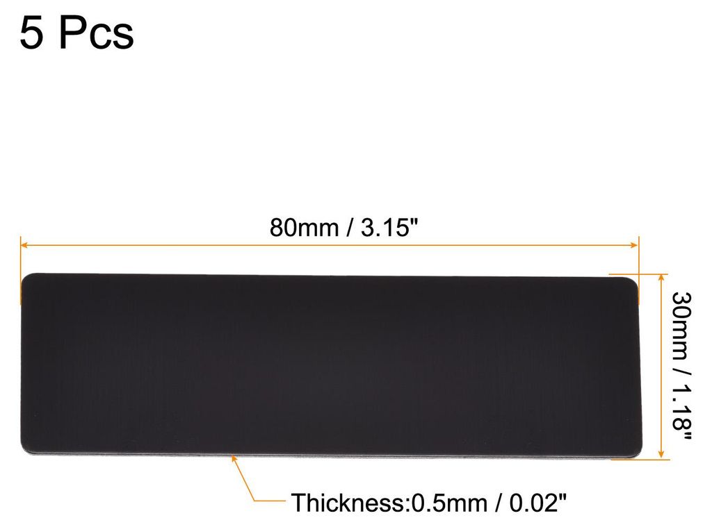 5 Stš¹ck Leere Metall Karten 80x30x0.5mm, Schwarz Metallkarte Aluminium Platte, DIY Lasergravur Rohlinge Tag fš¹r Klingelschild Visitenkarten N...