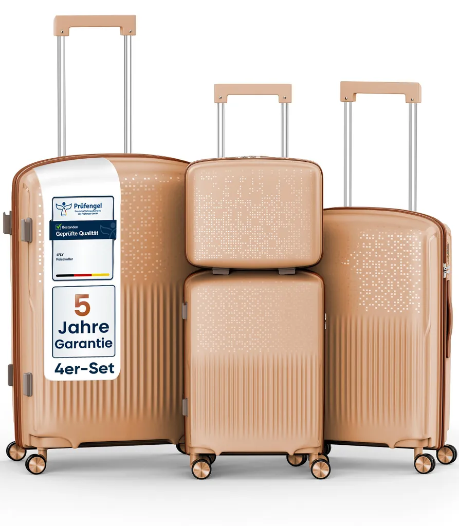 Set de 4 valises en polypropylène 4FLY Pixel - 16/20/24/28 pouces Marron
