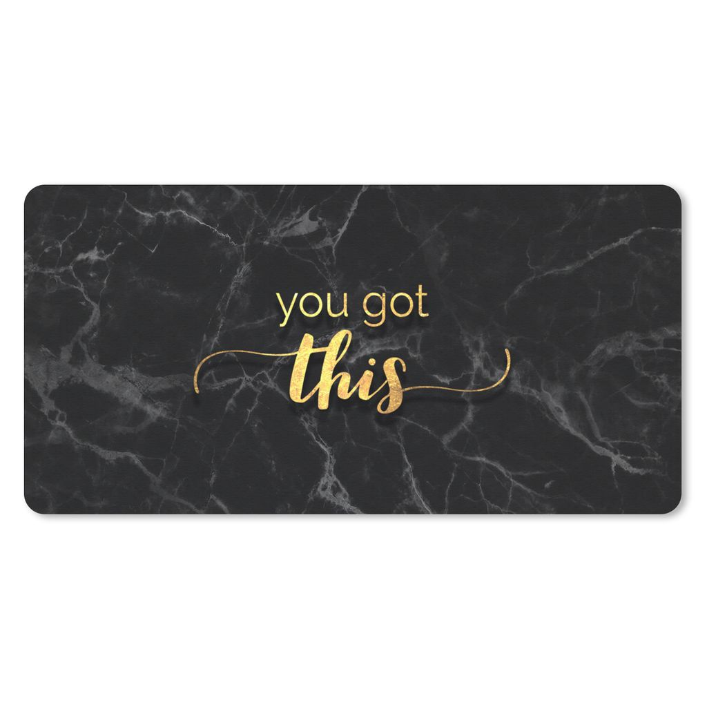 MuchoWow Schreibtischunterlage Zitate - Motivation - Gold - Marmor 80x40 cm - XXL Mauspad - Gaming Mauspad