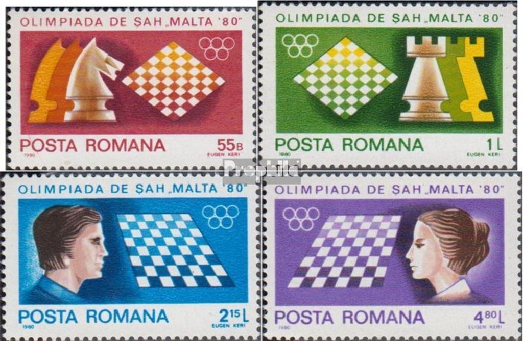 Briefmarken Rumänien 1980 Mi 3747-3750 (kompl.Ausg.) postfrisch Schach-Olympiade