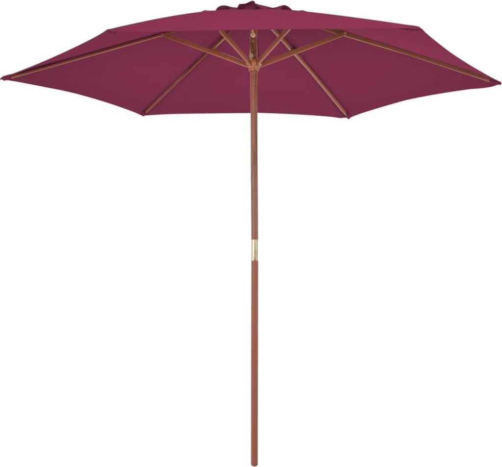 vidaXL Sonnenschirm mit Holz-Mast 270 cm Bordeauxrot