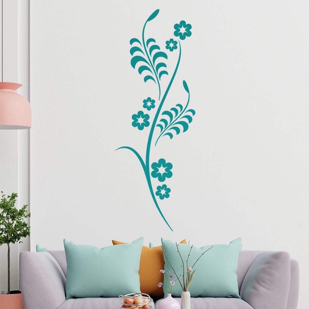 Sternen - Blüten - Pflanze Wandtattoo in 6 Größen - Wandaufkleber Wall Sticker - Dekoration, Küche, Wohnzimmer, Schlafzimmer, Badezimmer
