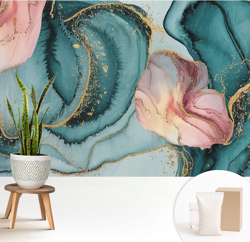 Fototapete - 208x146 cm - Tapete - Wandtapete - Wandbilder - Dekofolie - Tapete Folie - Wand - Dekoration - Wohnzimmer - Künstlerische Wellen