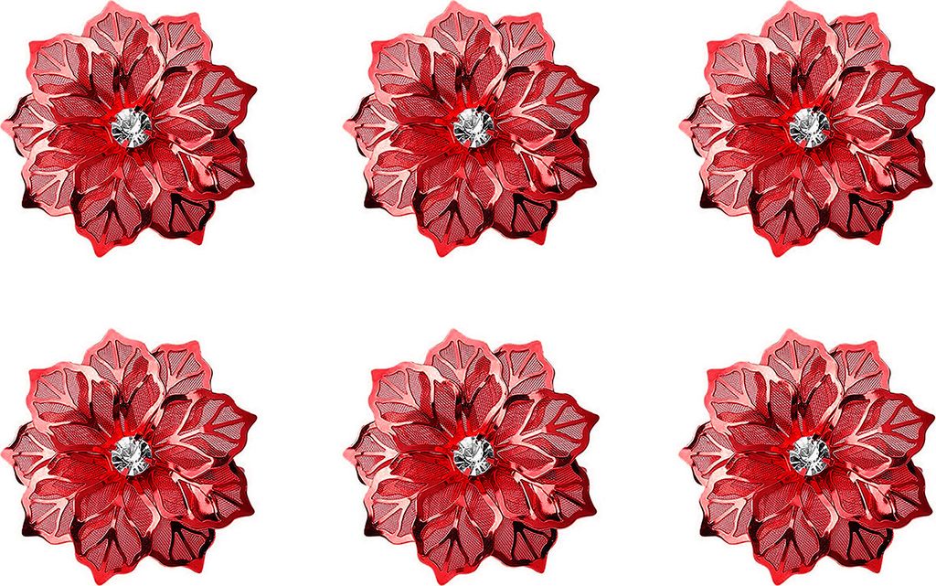 6 Teile/satz Hohl Blume Serviettenring Luxus Strass Elegante Tischdekoration Edelstahl Abendessen Serviettenhalter Schnalle Hochzeit Partei Liefert