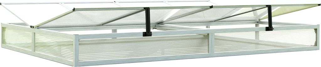 Frühbeetkasten 340x150 cm Frühbeetaufsatz Aufzucht Treibhaus, Aluminium mit Polycarbonat Doppelstegplatten, UV-beständig, inkl. Öffnungsklappen