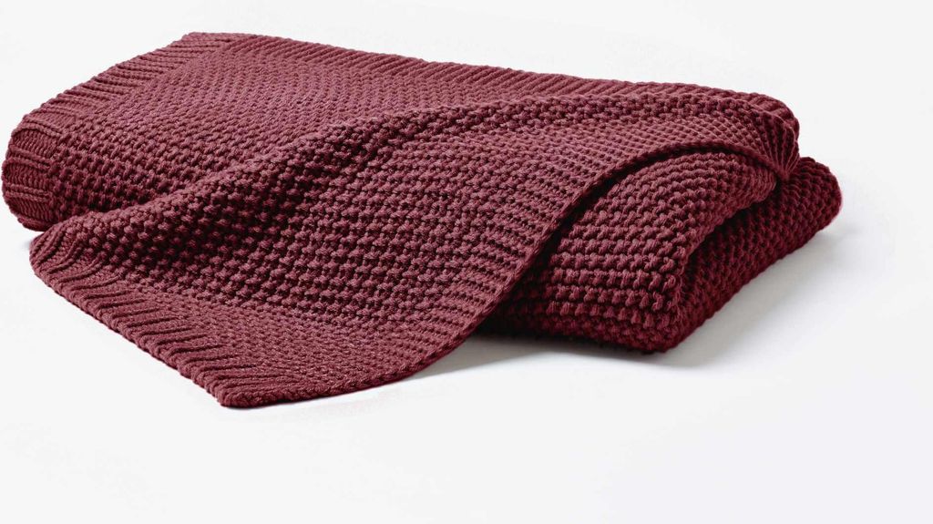 Hahn Strickdecke Wohndecke Perlmuster Marsala 130x170 cm Produktbild 