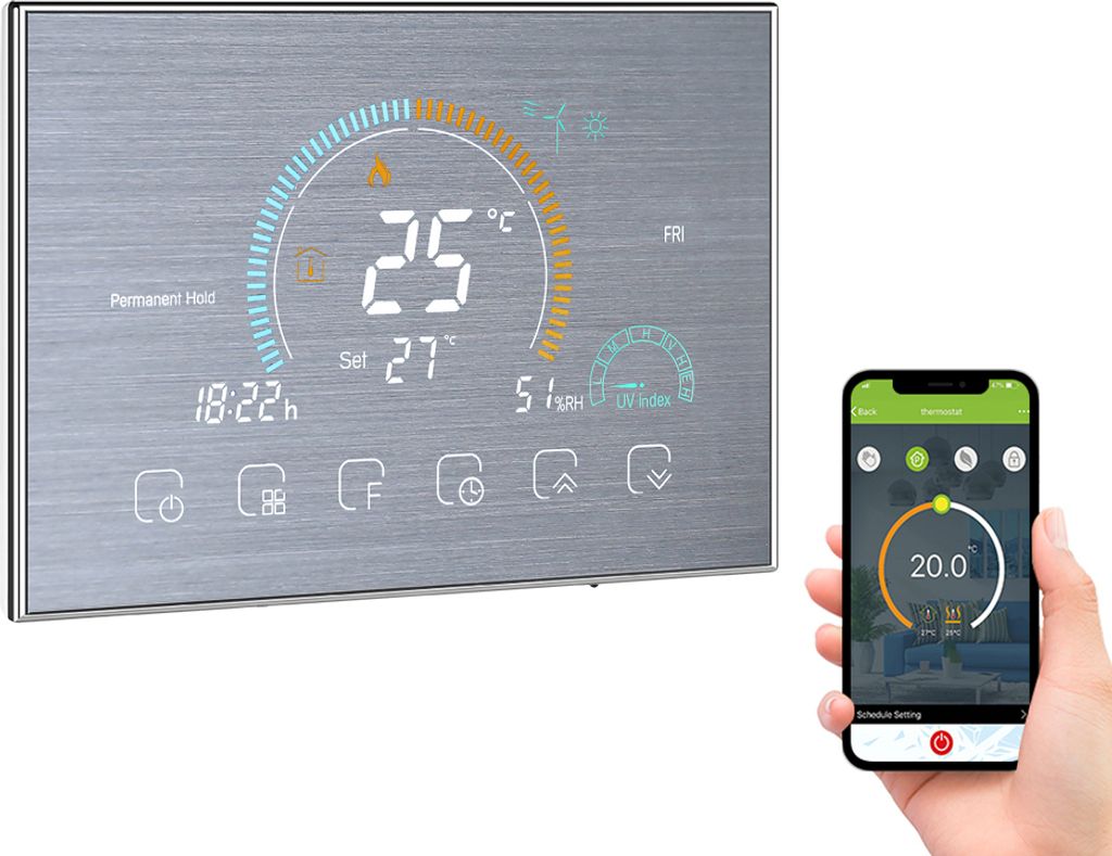 WiFi Smart Programmierbarer Thermostat 5+1+1 Sechs Perioden Sprach-APP-Steuerung Wasser/Gasboiler Kompatibel mit Amazon Echo Google Home Tmall Genie