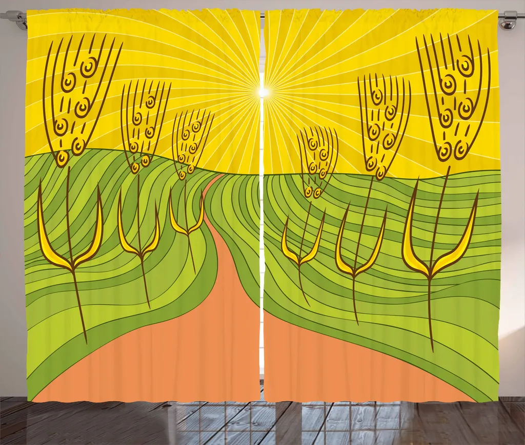 ABAKUHAUS Distretto Tenda rustica, terreni agricoli Agricoltura, soggiorno Nastro universale Tende con passanti e ganci, 280 x 175 cm, giallo terra di Siena bruciata