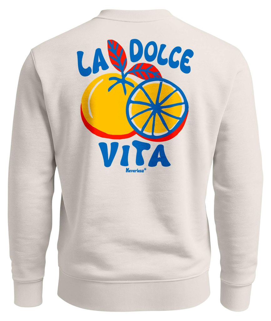 Sweatshirt Herren Pullover mit Backprint La Dolce Vita Statement Pullover mit Zitrus Print Summer Vibes Fashion Streetwear Neverless
