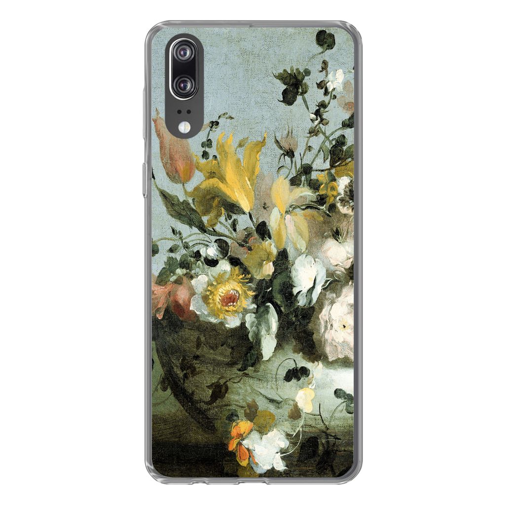 MuchoWow Handyhülle Schutzhülle Hülle für Huawei P20 Blumen - Alte Meister - Barock Silikon Softcase Handy Hülle - Hardcover