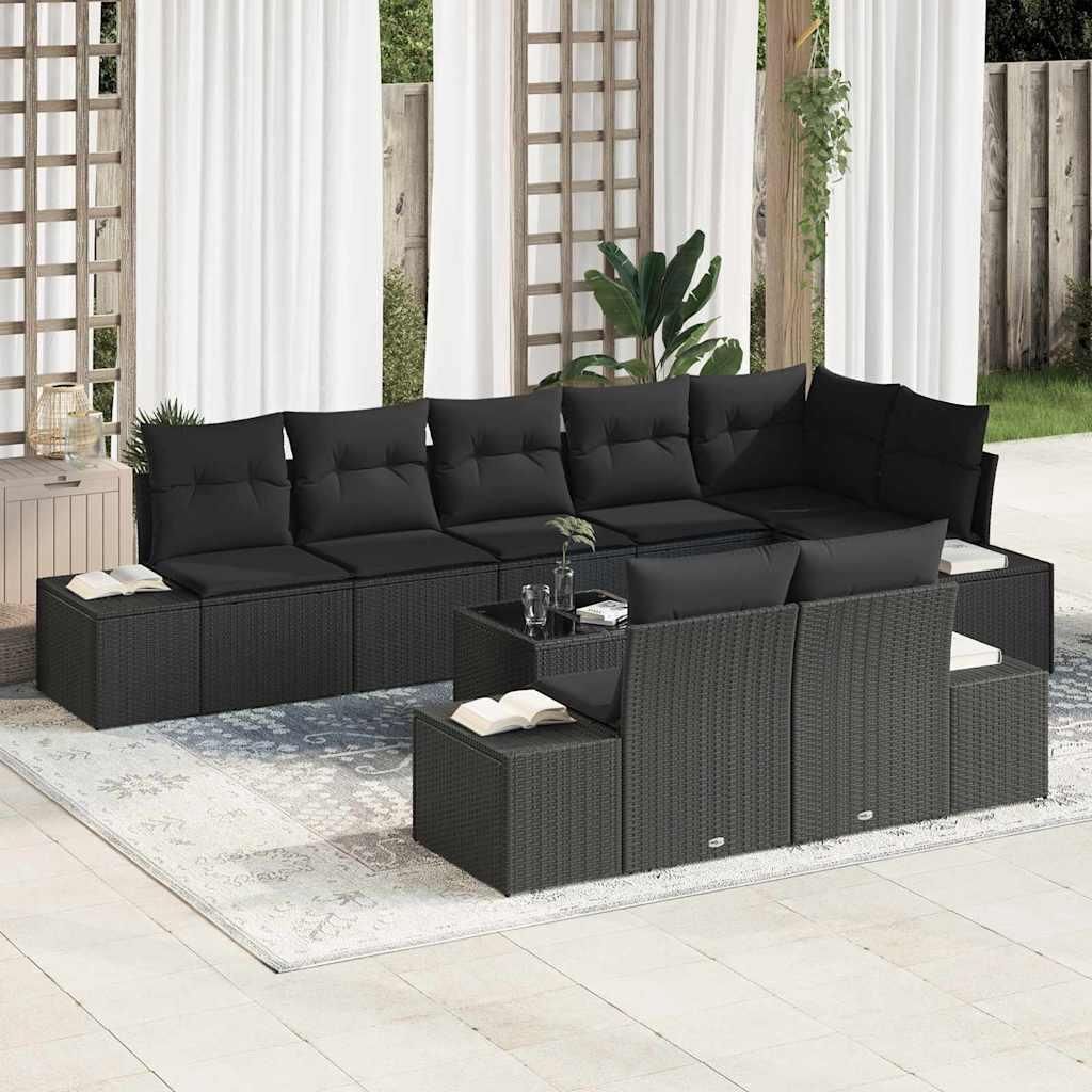 Maison Exclusive - Gartensofa-set mit Speicher Schwarz Poly Rattan