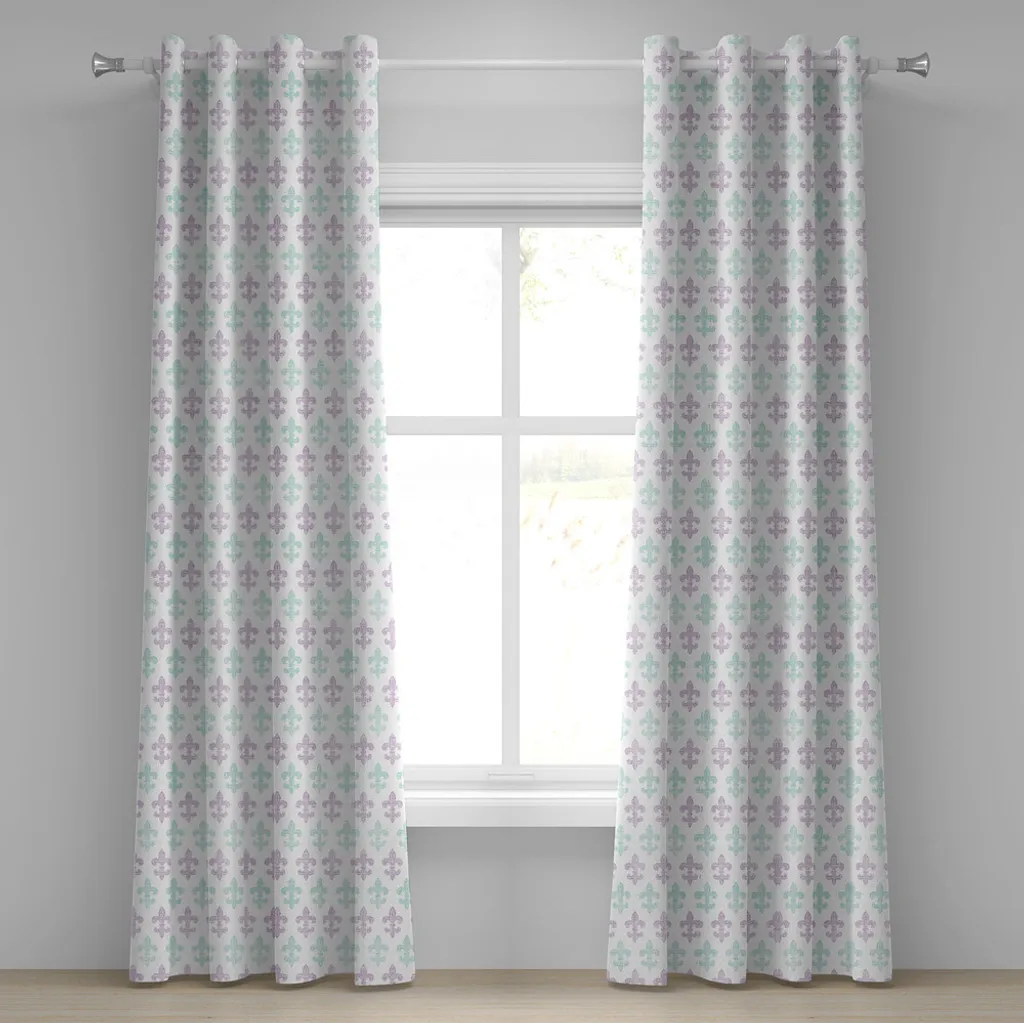 Rideaux de Salon 280x245 cm Décoration Fleur de Lys pour Grande Fenêtre