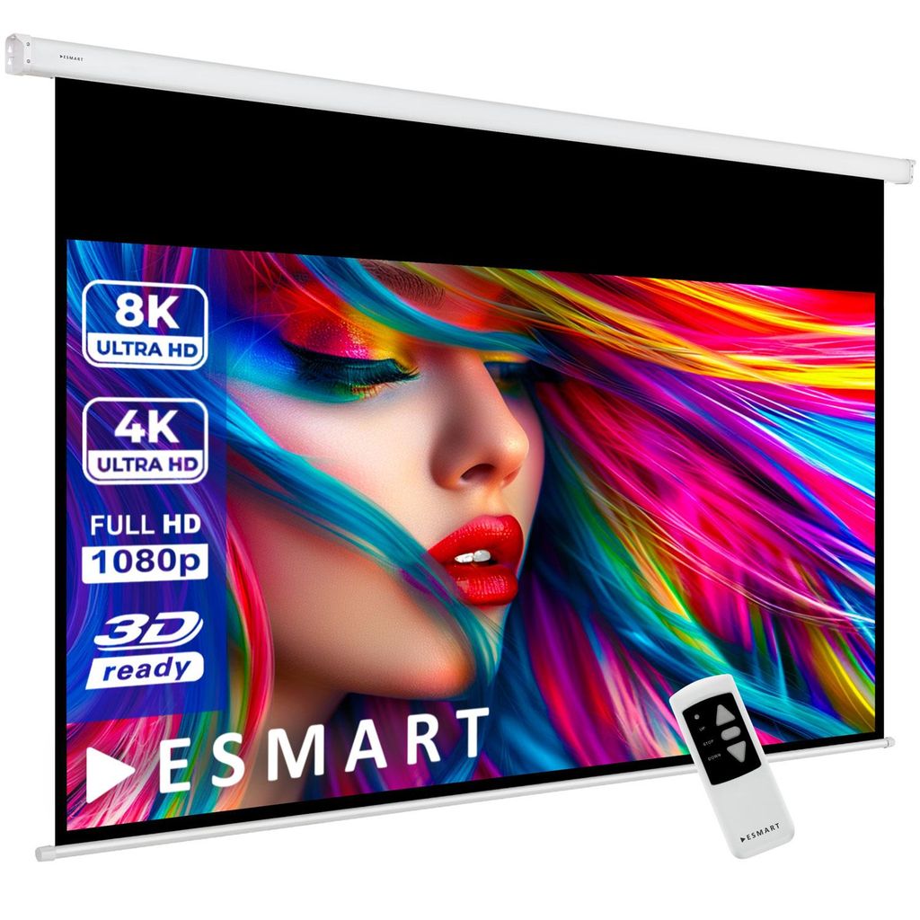 ESMART Professional MIMOTO Motor-Leinwand 235 cm Bild 198 x 124 cm (92") 16:10 | Programmierbare Fernbedienung | Heimkino