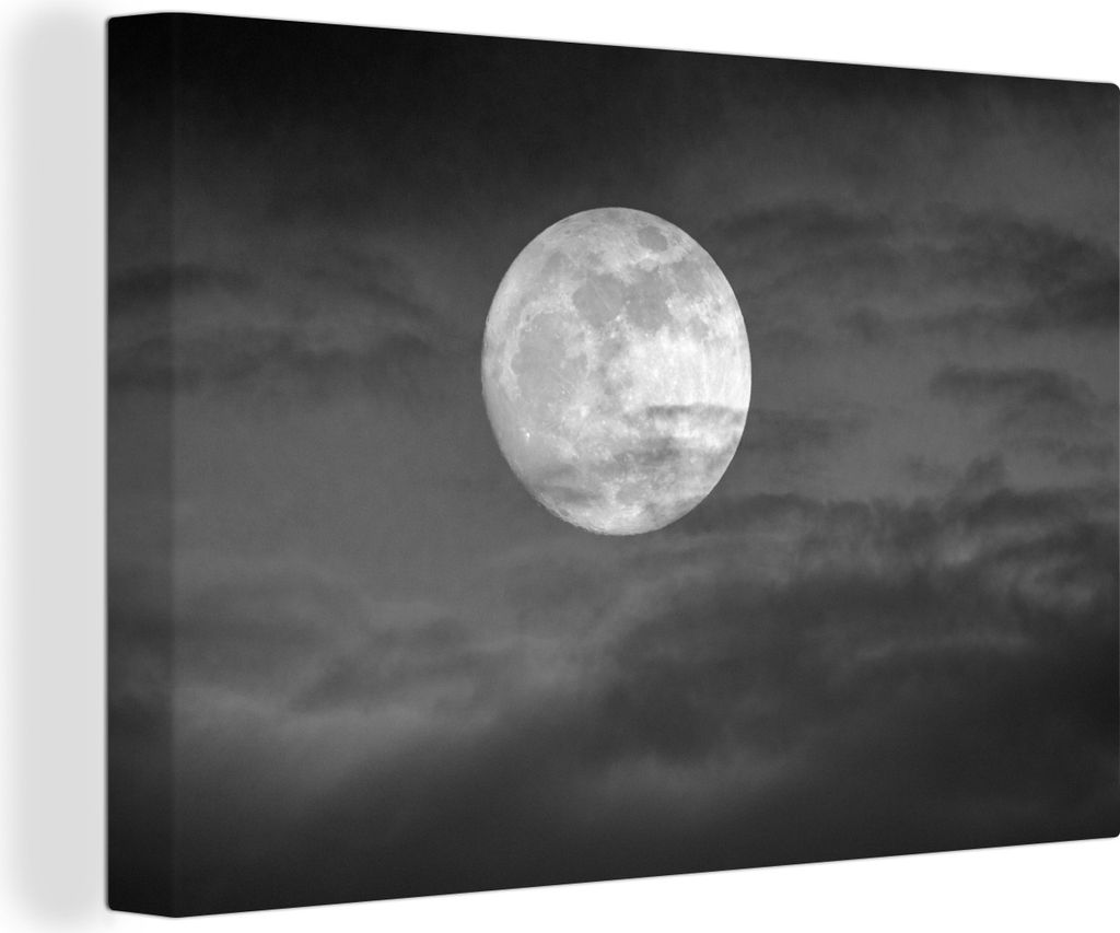 OneMillionCanvasses - Leinwandbilder - 140x90 cm, Mond - Himmel - Wolken, Wandbilder Kunstdruck Wanddekoration
