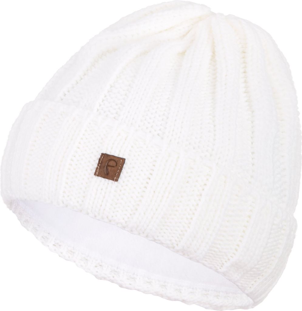 Faera Wintermütze Grobstrick Fleece Futter Beanie Mütze Damen Herren Strickmütze, Farbe:Weiß