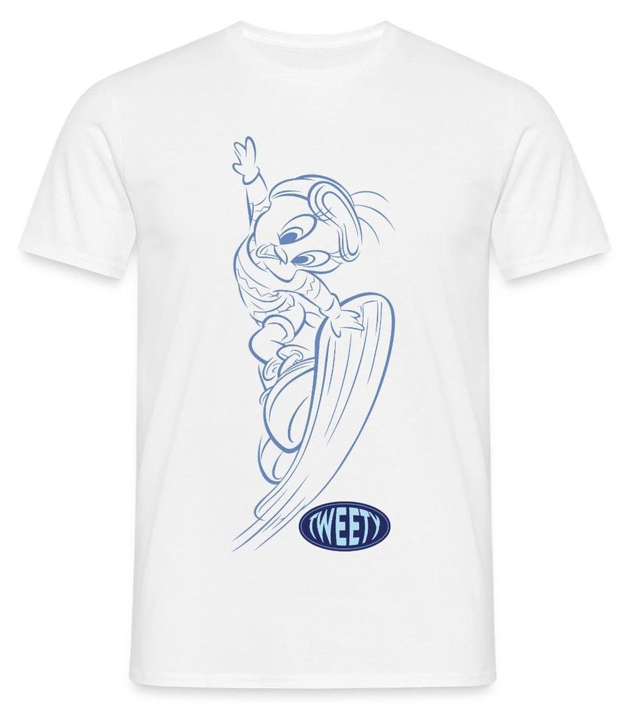 Spreadshirt Looney Tunes Tweety Mit Snowboard Männer T-Shirt, 4XL, Weiß