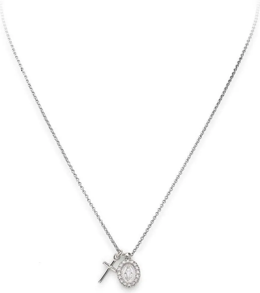 Collier Femme Amen CLCMZBF en Argent avec Pendentif Croix Finition Zinc