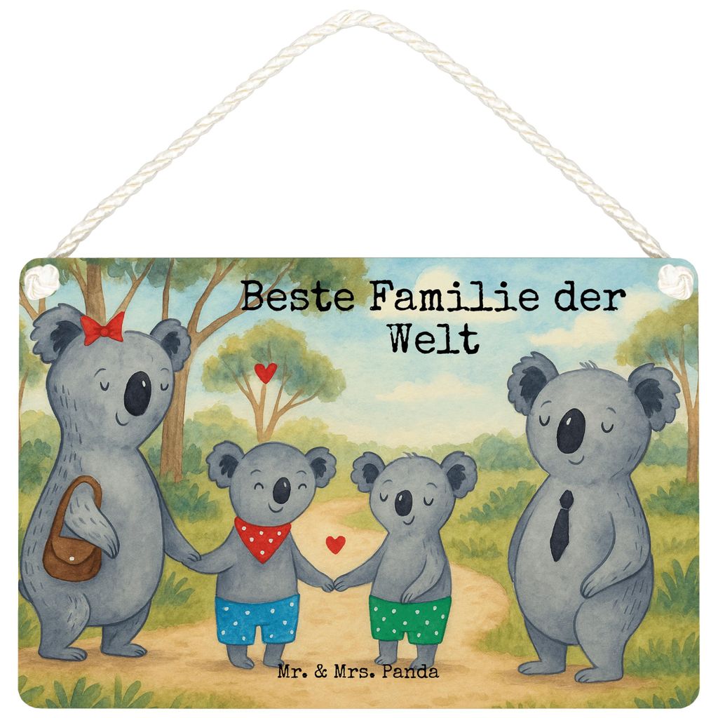 Mr. & Mrs. Panda Schild Koala Familie zwei Design DIN A6 - Weiß - Geschenk, Lieblingsfamilie, Holzschild, wandtafel, holzbild, kleine aufmerksamke...