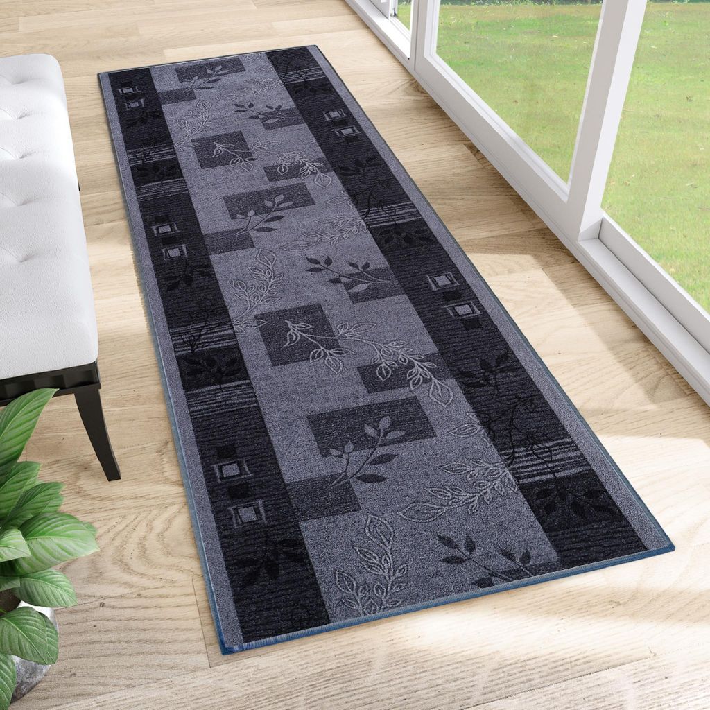 Tapiso Läufer Anti Rutsch Modern Dunkelblau Wohnzimmer 67 x 110
