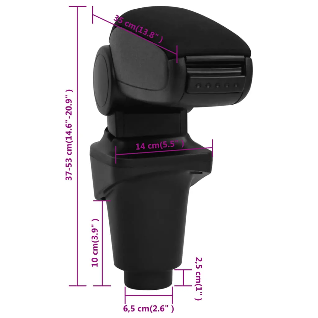 Accoudoir de voiture vidaXL noir en ABS réglable pour console centrale