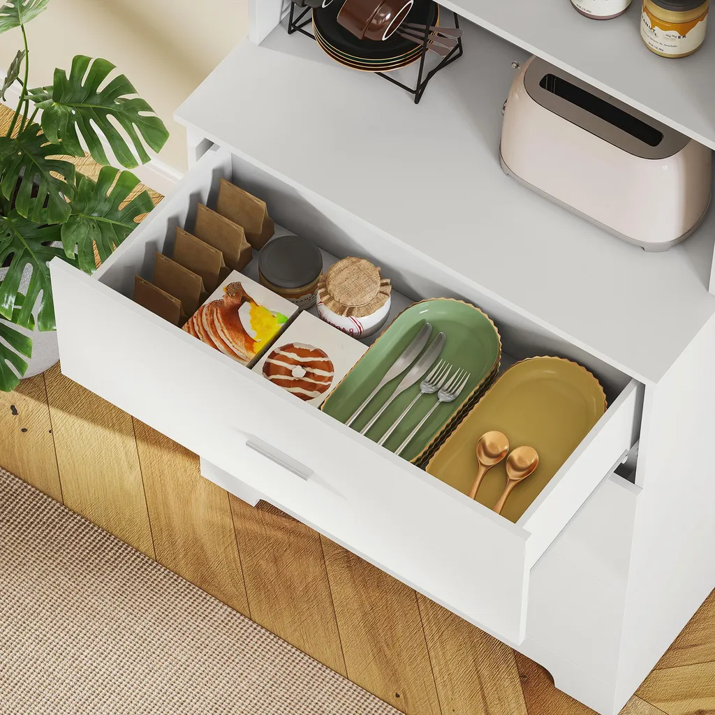 Étagère de bureau blanche avec tiroirs pour dossiers et décoration - 8
