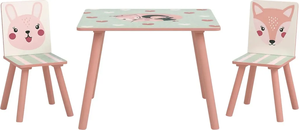 Table de jeu enfant avec chaises pour dessiner et créer - Rose/Blanc