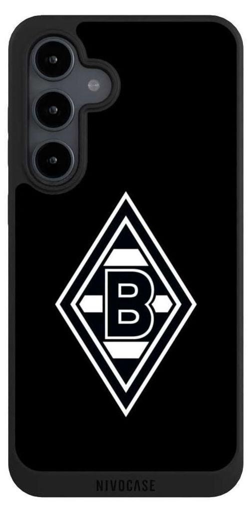 NIVOCASE Handyhülle für Samsung Galaxy S24 FE 5G Hülle NIVOpure Case Schwarz Borussia Mönchengladbach Gladbach Wappen