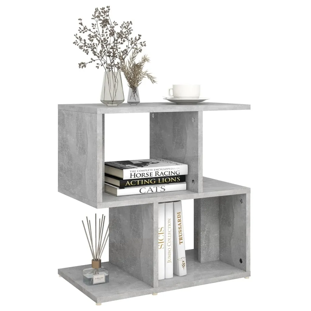 Table de chevet grise contemporaine avec rangement bois composite