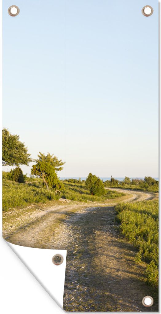 MuchoWow 40x80 cm Outdoor-Poster Gartendeko Sichtschutz Garten Poster für den Garten Sommer - Straße - Meer