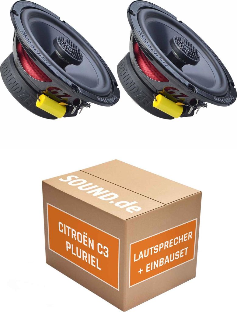Lautsprecher Boxen Einbaupaket vorne Ground Zero GZRF 6.5SQX passend für Citroën C3 Pluriel | 2x Tief-Mitteltöner mit integriertem Hochtöner 14...