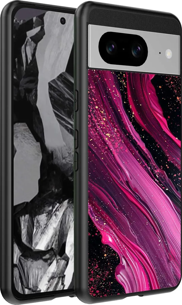 Topme Custodia In Silicone Per Google Pixel 8a (6.1 Pollici) – Effetto Spazzolato – Nero – Protezione Antiurto